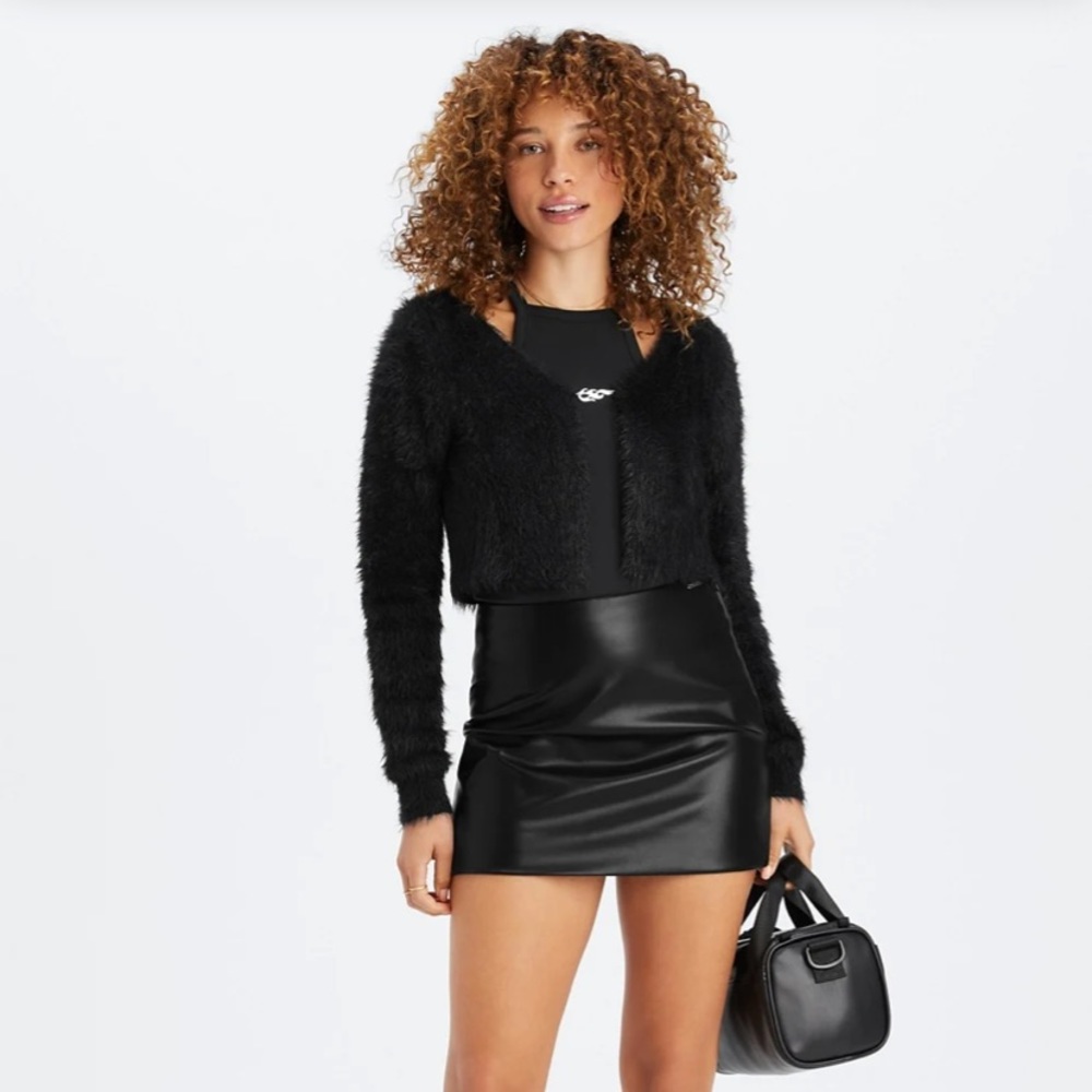 NWT fabletics vegan leather mini skirt